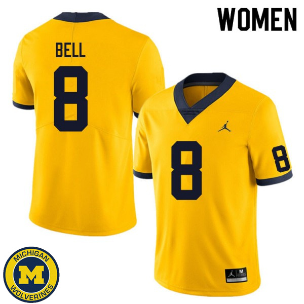 Women's Michigan Wolverines #8 Ronnie Bell Yellow Fashion Football Jersey